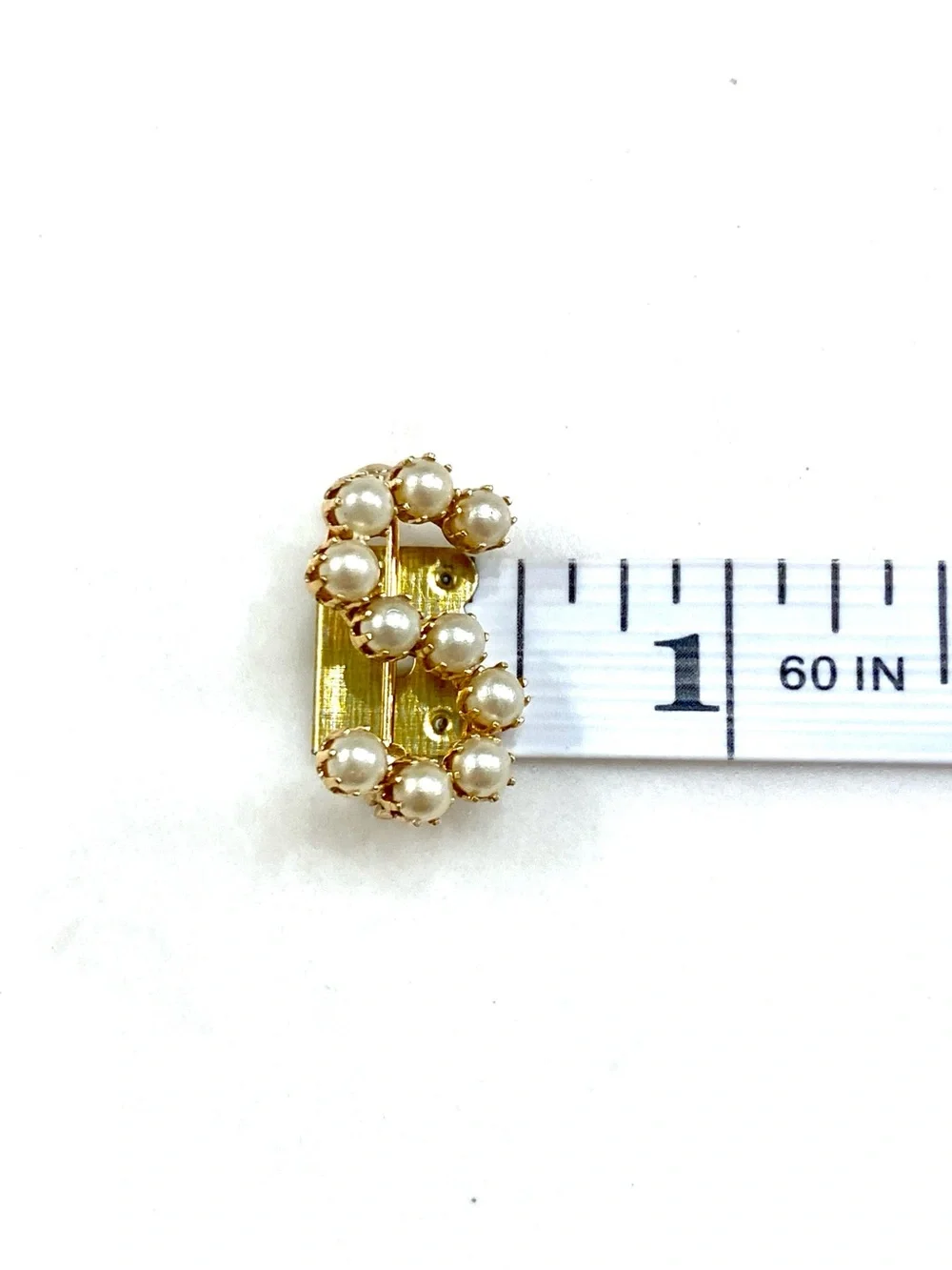 Vintage Pearl-Embellished Gold Letter S Brooch
